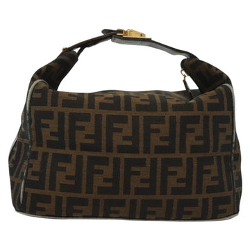 FENDI Zucca Canvas Vanity Pouch Black Brown Auth 129702 - 0
