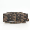 FENDI Zucca Canvas Shoulder Bag Black Brown gold Auth 129703-5