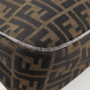 FENDI Zucca Canvas Shoulder Bag Black Brown gold Auth 129703-10
