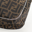 FENDI Zucca Canvas Shoulder Bag Black Brown gold Auth 129703-15