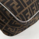 FENDI Zucca Canvas Shoulder Bag Black Brown gold Auth 129703-16