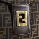 FENDI Zucca Canvas Shoulder Bag Black Brown gold Auth 129703-18