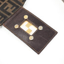 FENDI Zucca Canvas Shoulder Bag Black Brown gold Auth 129703-20