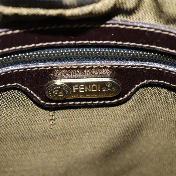 FENDI Zucca Canvas Shoulder Bag Black Brown gold Auth 129703