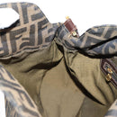 FENDI Zucca Canvas Shoulder Bag Black Brown gold Auth 129703-23