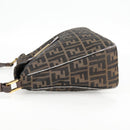 FENDI Zucca Canvas Shoulder Bag Black Brown gold Auth 129703-3