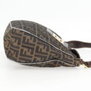 FENDI Zucca Canvas Shoulder Bag Black Brown gold Auth 129703-4