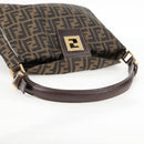 FENDI Zucca Canvas Shoulder Bag Black Brown gold Auth 129703-7
