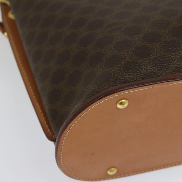 CELINE Macadam Canvas Shoulder Bag PVC Leather Brown Gold Auth 129705