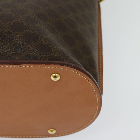 CELINE Macadam Canvas Shoulder Bag PVC Leather Brown Gold Auth 129705