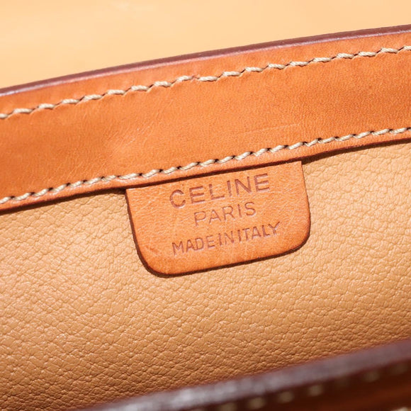 CELINE Macadam Canvas Shoulder Bag PVC Leather Brown Gold Auth 129705