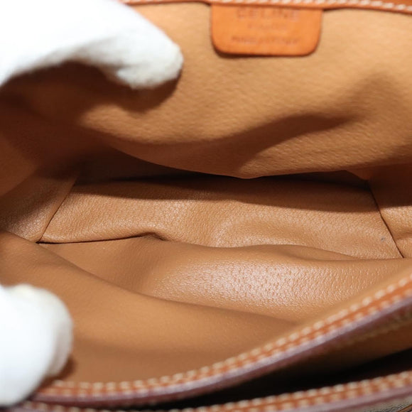 CELINE Macadam Canvas Shoulder Bag PVC Leather Brown Gold Auth 129705