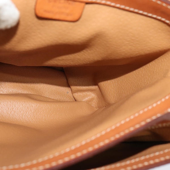 CELINE Macadam Canvas Shoulder Bag PVC Leather Brown Gold Auth 129705