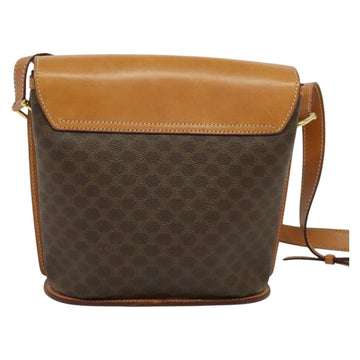 CELINE Macadam Canvas Shoulder Bag PVC Leather Brown Gold Auth 129705 - 0