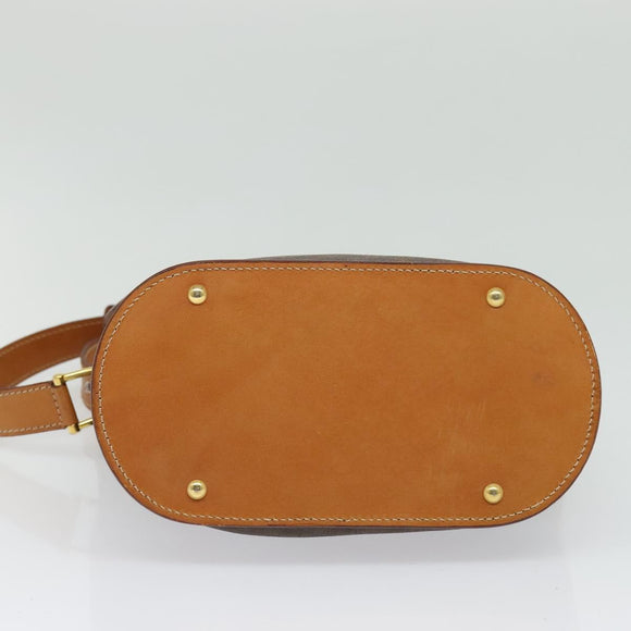 CELINE Macadam Canvas Shoulder Bag PVC Leather Brown Gold Auth 129705