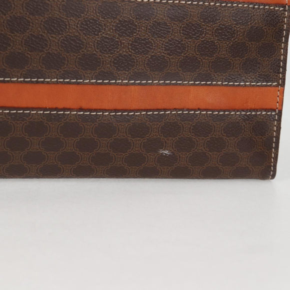 CELINE Macadam Canvas Tote Bag PVC Leather Brown Gold Auth 129707