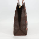 CELINE Macadam Canvas Tote Bag PVC Leather Brown Gold Auth 129707-6
