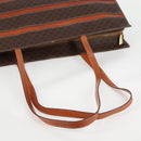 CELINE Macadam Canvas Tote Bag PVC Leather Brown Gold Auth 129707-8