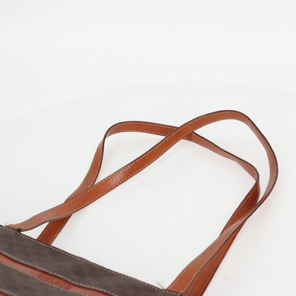 CELINE Macadam Canvas Tote Bag PVC Leather Brown Gold Auth 129707