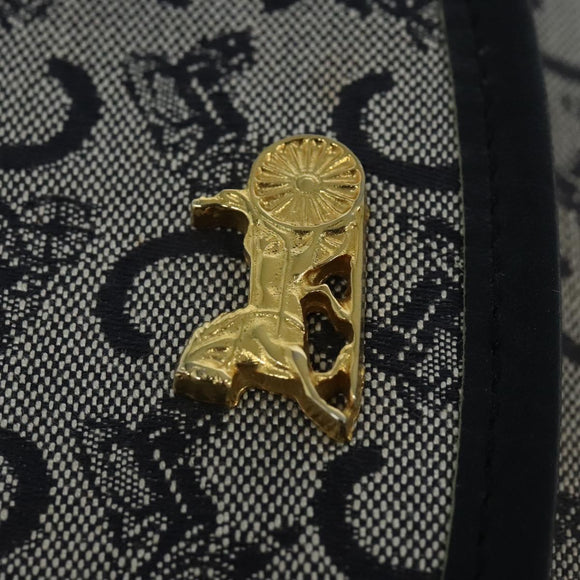 CELINE C Sulky Shoulder Bag Canvas Navy Gold Auth 129708