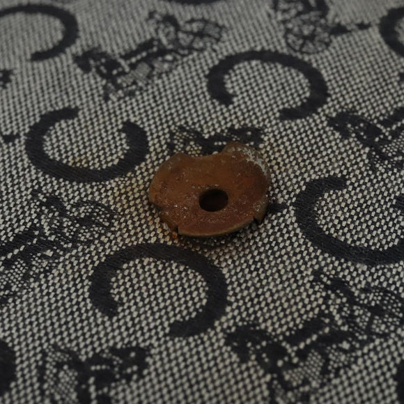 CELINE C Sulky Shoulder Bag Canvas Navy Gold Auth 129708