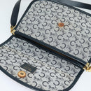 CELINE C Sulky Shoulder Bag Canvas Navy Gold Auth 129708-16