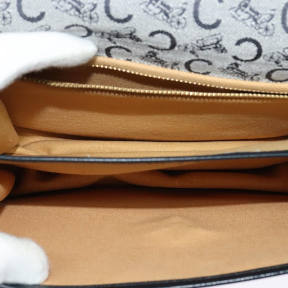 CELINE C Sulky Shoulder Bag Canvas Navy Gold Auth 129708