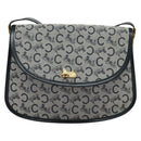 CELINE C Sulky Shoulder Bag Canvas Navy Gold Auth 129708-2
