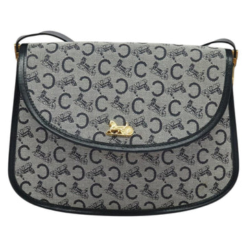 CELINE C Sulky Shoulder Bag Canvas Navy Gold Auth 129708 - 0