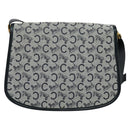CELINE C Sulky Shoulder Bag Canvas Navy Gold Auth 129708-3