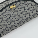 CELINE C Sulky Shoulder Bag Canvas Navy Gold Auth 129708-6