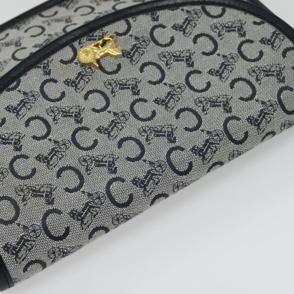 CELINE C Sulky Shoulder Bag Canvas Navy Gold Auth 129708