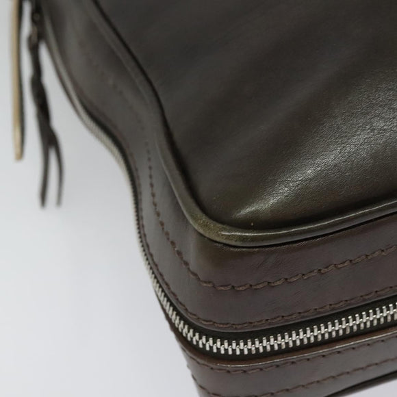 LOUIS VUITTON Cuir Bequia Porte Documents Vertical Bag Dark Brown LV Auth 129732