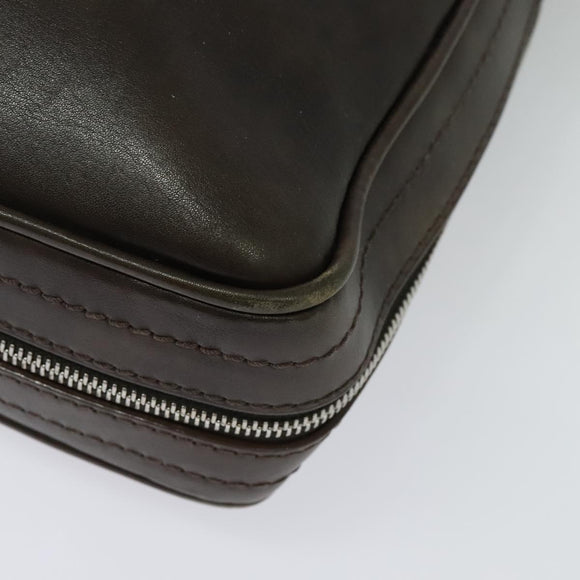 LOUIS VUITTON Cuir Bequia Porte Documents Vertical Bag Dark Brown LV Auth 129732