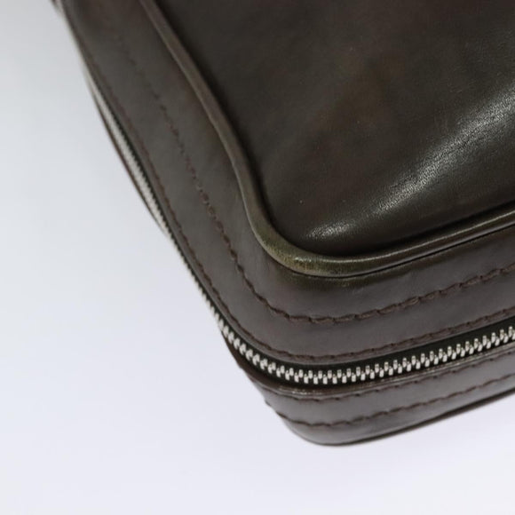 LOUIS VUITTON Cuir Bequia Porte Documents Vertical Bag Dark Brown LV Auth 129732