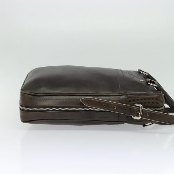 LOUIS VUITTON Cuir Bequia Porte Documents Vertical Bag Dark Brown LV Auth 129732