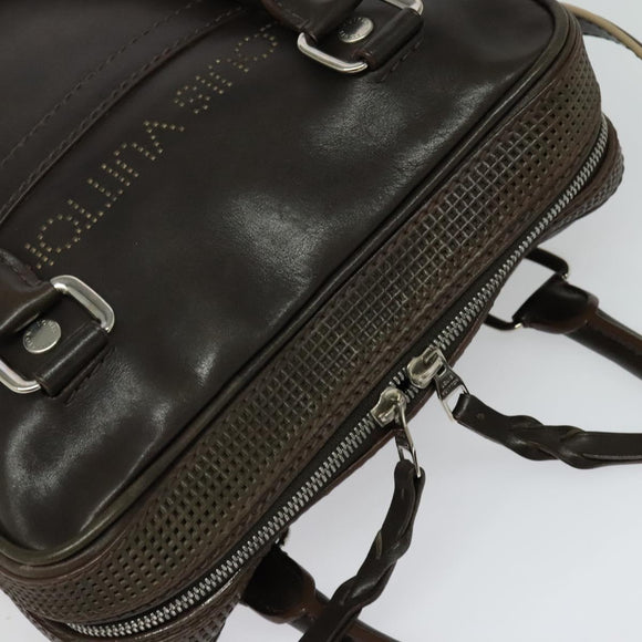 LOUIS VUITTON Cuir Bequia Porte Documents Vertical Bag Dark Brown LV Auth 129732