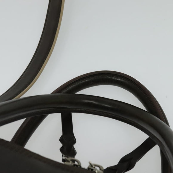 LOUIS VUITTON Cuir Bequia Porte Documents Vertical Bag Dark Brown LV Auth 129732