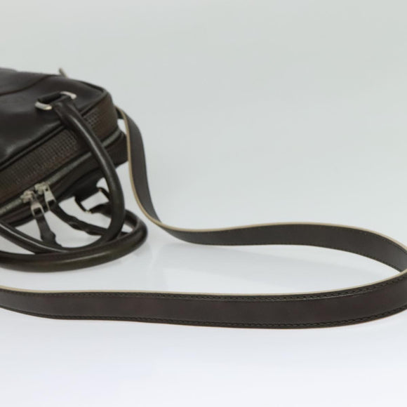 LOUIS VUITTON Cuir Bequia Porte Documents Vertical Bag Dark Brown LV Auth 129732