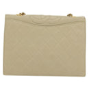 CHANEL Matelasse Chain Shoulder Bag Lamb Skin Ivory Gold CC Auth 129736-13