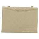 CHANEL Matelasse Chain Shoulder Bag Lamb Skin Ivory Gold CC Auth 129736-2