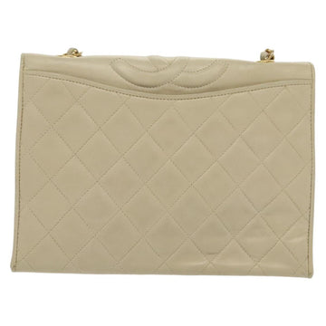CHANEL Matelasse Chain Shoulder Bag Lamb Skin Ivory Gold CC Auth 129736 - 0