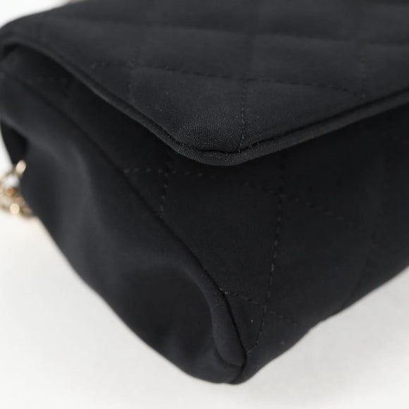 CHANEL Matelasse Chain Shoulder Bag Nylon Black CC Auth 129738V