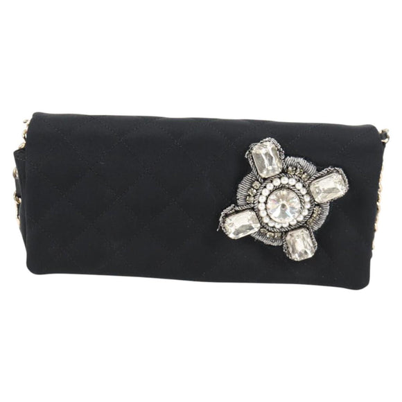 CHANEL Matelasse Chain Shoulder Bag Nylon Black CC Auth 129738V