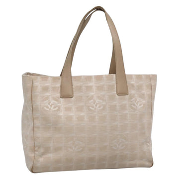 CHANEL New Travel Line Tote Bag Nylon Ivory CC Auth 129743