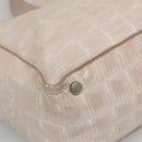 CHANEL New Travel Line Tote Bag Nylon Ivory CC Auth 129743-15