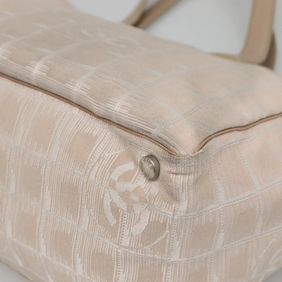 CHANEL New Travel Line Tote Bag Nylon Ivory CC Auth 129743