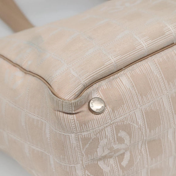 CHANEL New Travel Line Tote Bag Nylon Ivory CC Auth 129743