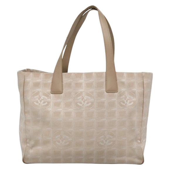 CHANEL New Travel Line Tote Bag Nylon Ivory CC Auth 129743