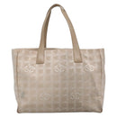 CHANEL New Travel Line Tote Bag Nylon Ivory CC Auth 129743-2